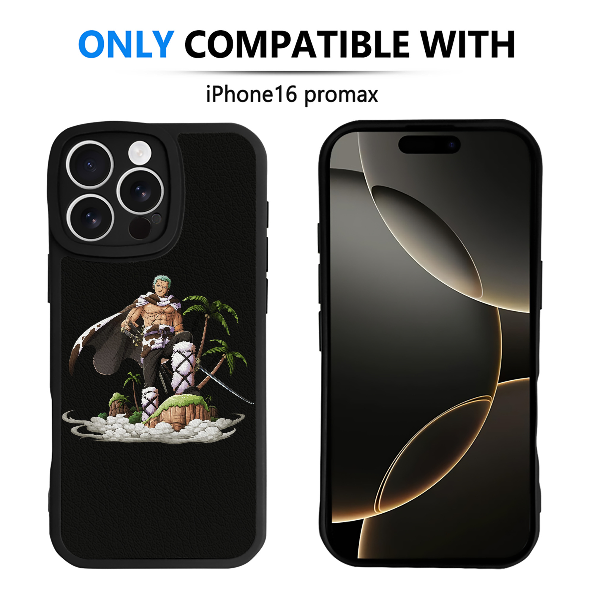 （画像用） ワンピース ロロノア・ゾロ ONE PIECE Roronoa Zoro 【iPhone 16シリーズ対応】シリコンスマホケース（レザー調） 材質：シリコン